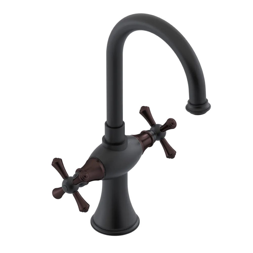 Rubinet Single Hole Dual Handle Lav. Set. (less drain) Matt Black