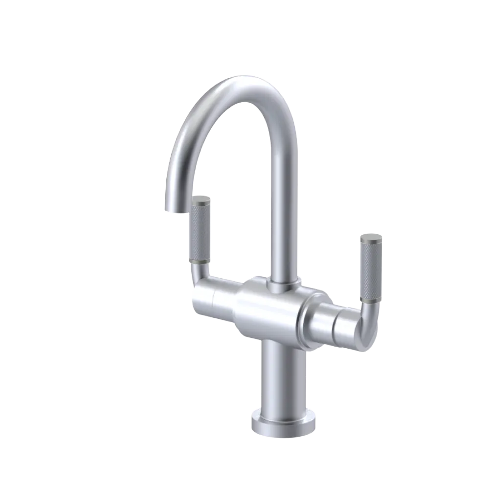 Rubinet Single Hole Dual Handle Lav. Set. (less drain) Satin Chrome