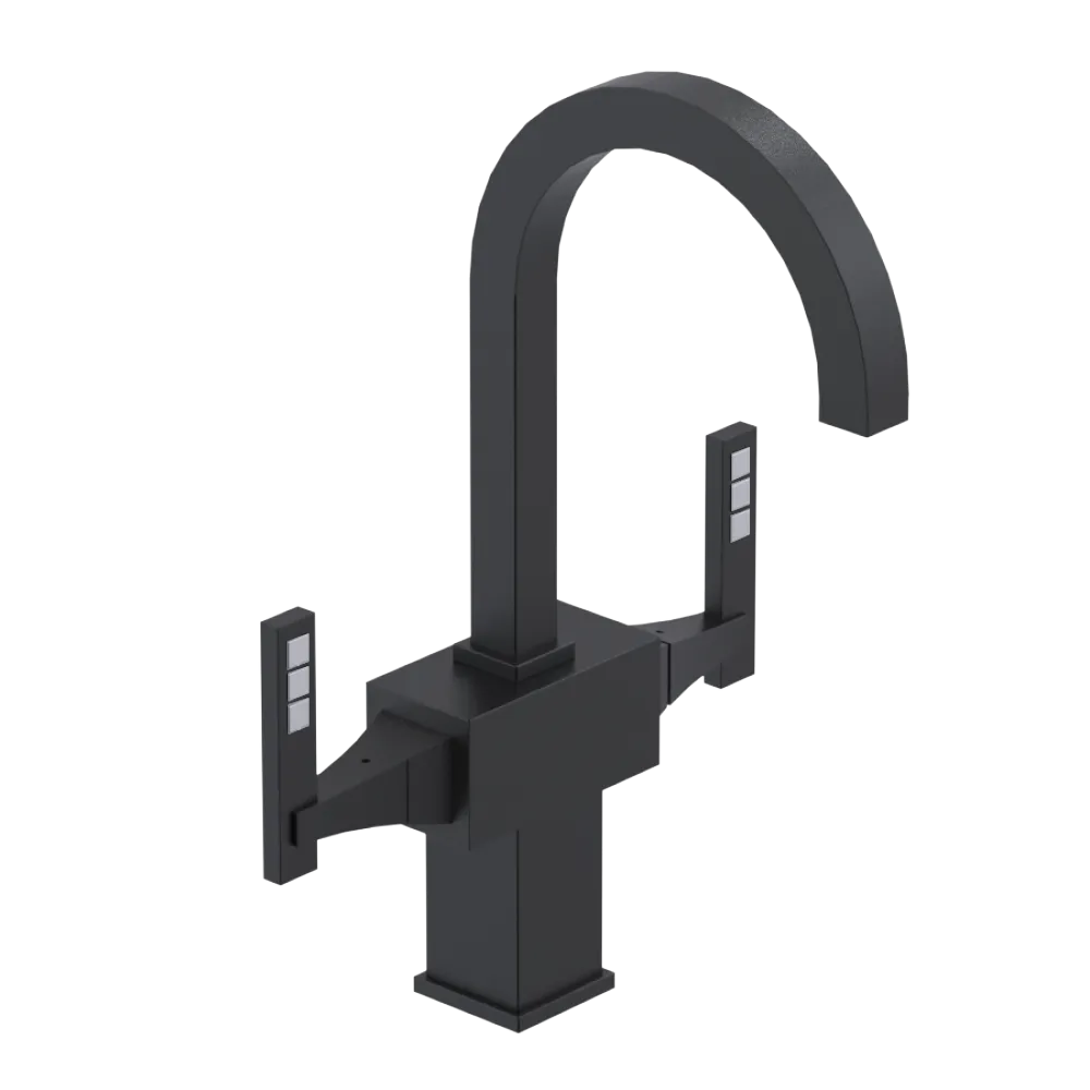 Rubinet Single Hole Dual Handle Lav. Set. (less drain) Matt Black