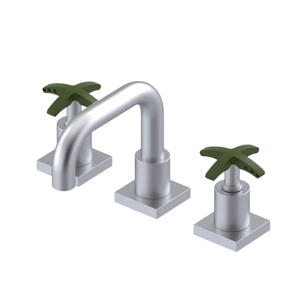 Rubinet Widespread Lav. Set. with Genesis spout (less drain) Satin Chrome