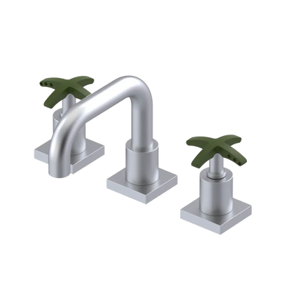 Rubinet Widespread Lav. Set. with Genesis spout (less drain) Satin Chrome
