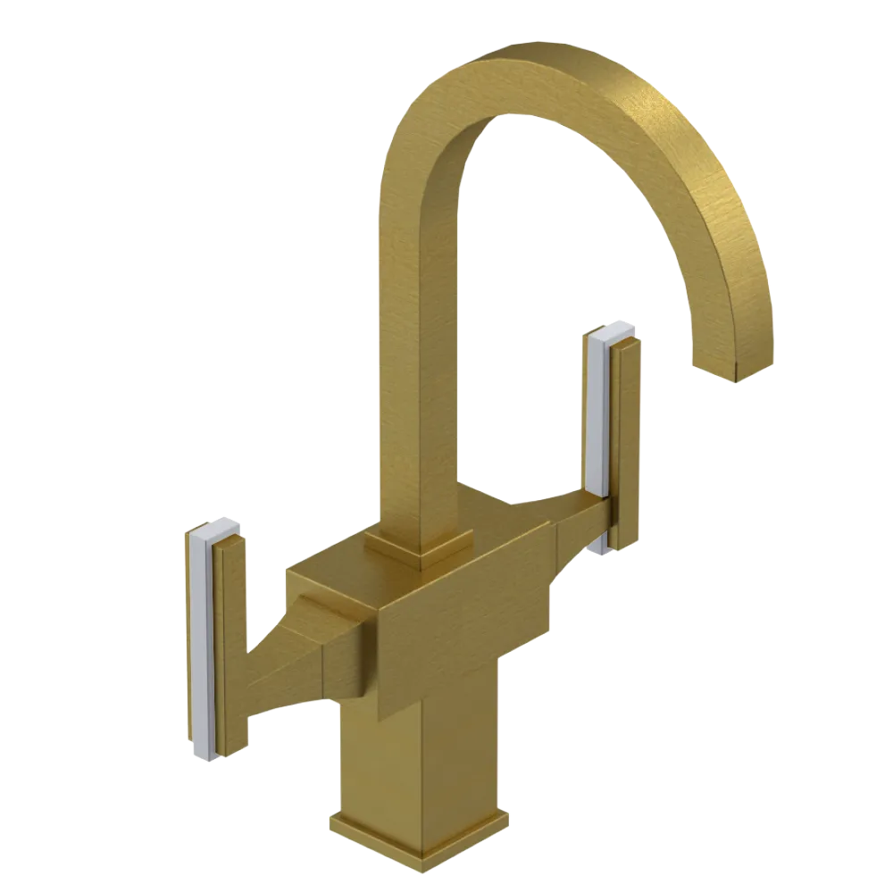 Rubinet Single Hole Dual Handle Lav. Set. (less drain) Antique Brass Matt