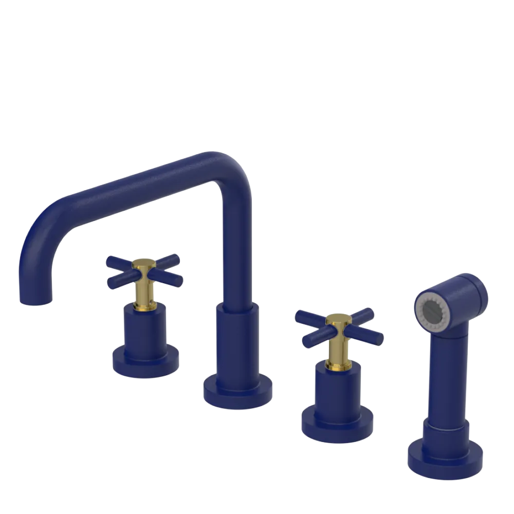 Rubinet Widespread Kitchen Set with Hand Spray Midnight Blue