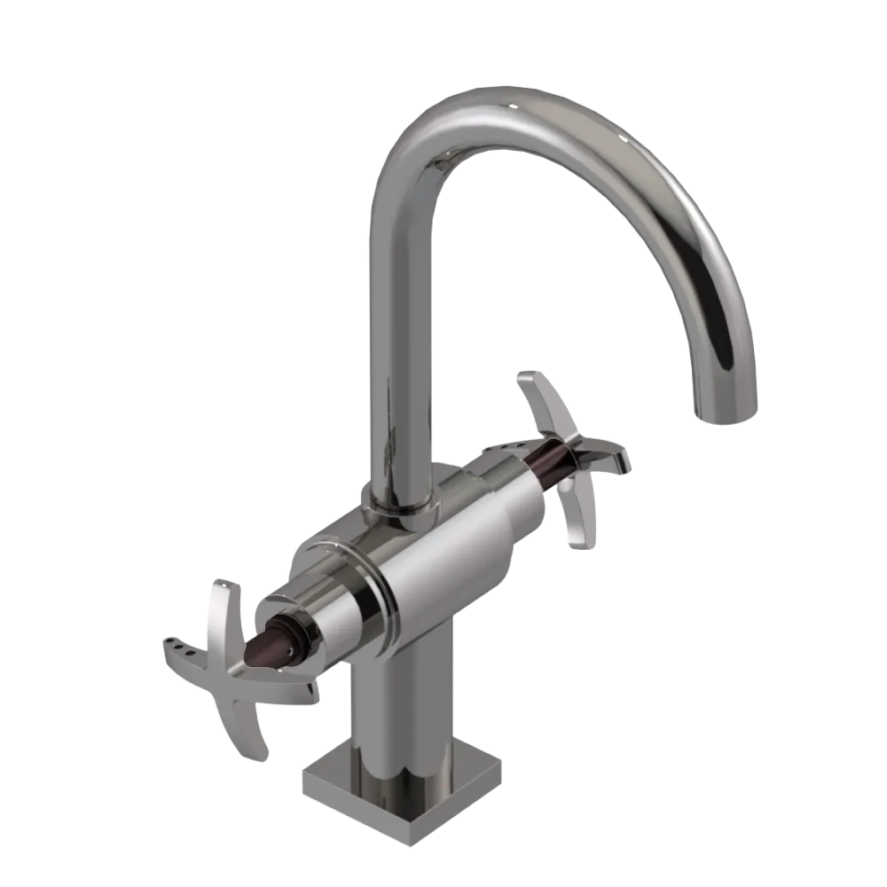 Rubinet Single Hole Dual Handle Lav. Set. (less drain) Polished Nickel