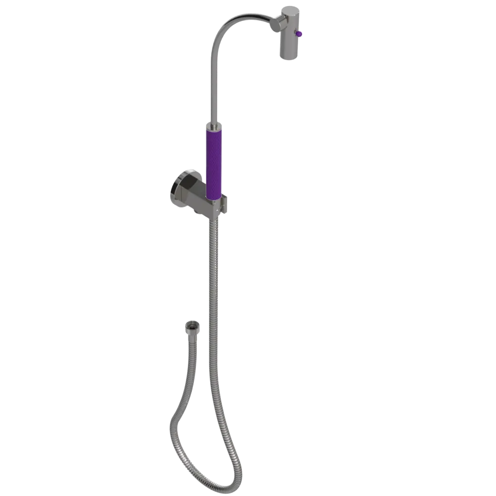 Rubinet Hand Held Shower Bidet with Extended Reach & Dual Function Spray Including Wall Bracket with Supply & Hose (Round) Polished Nickel