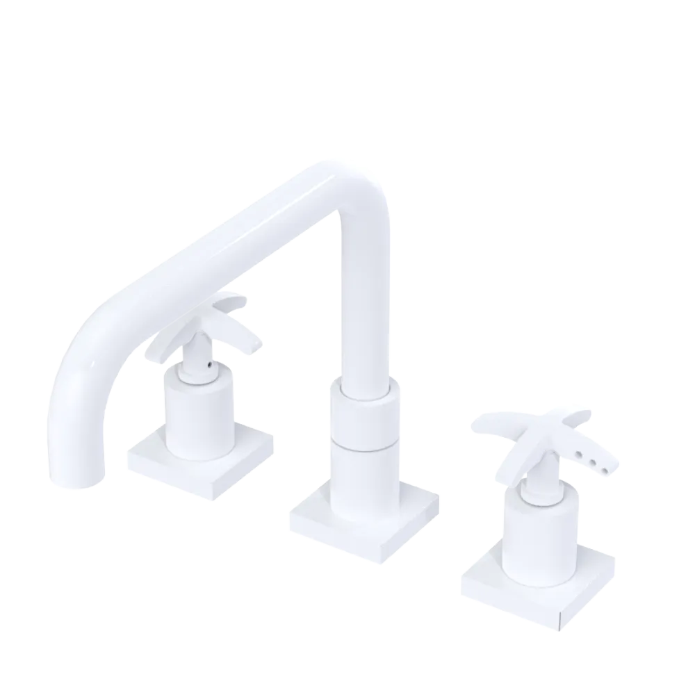 Rubinet Widespread Kitchen Set with Genesis Spout White