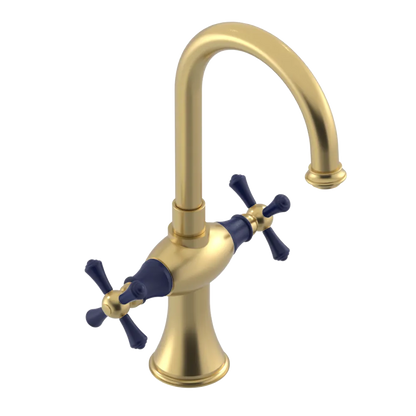 Rubinet Single Hole Dual Handle Lav. Set. (less drain) Satin Brass