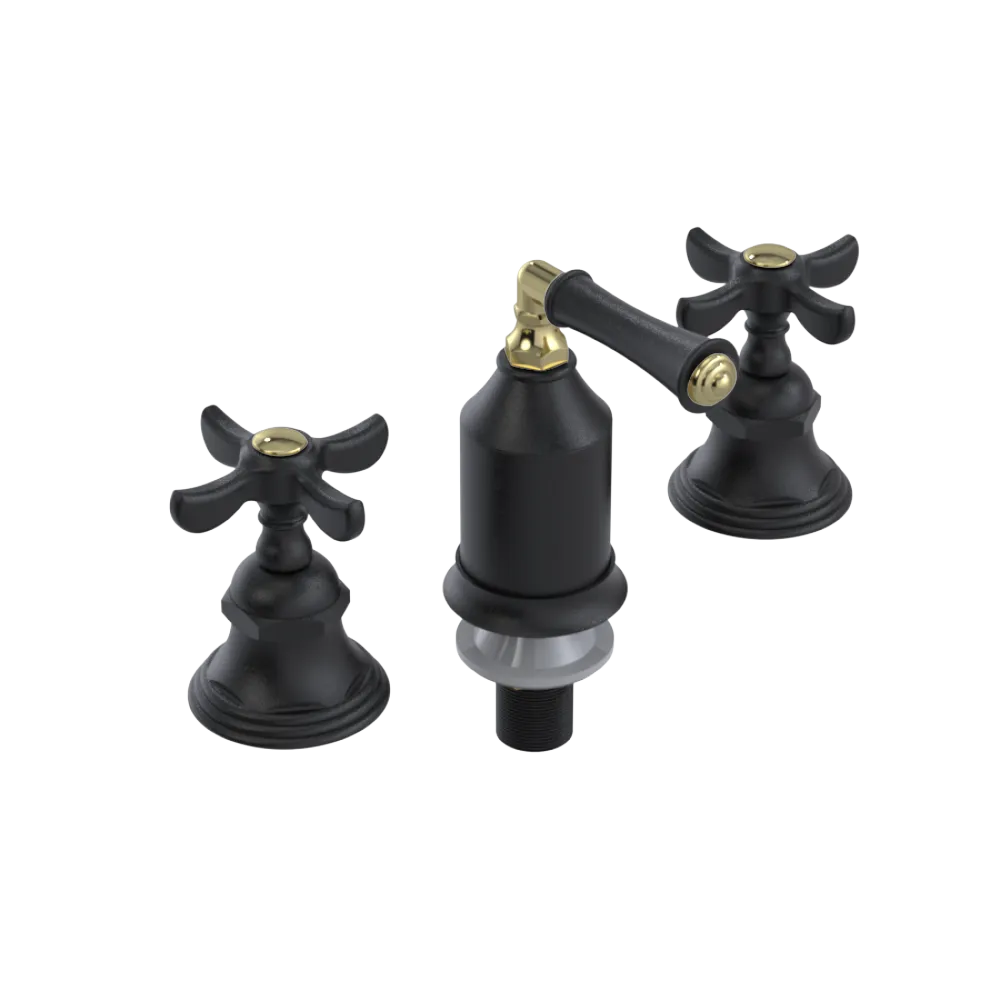 Rubinet Bidet Fitting with Spray, Diverter, and Vacum Breaker (Less Drain) Matt Black