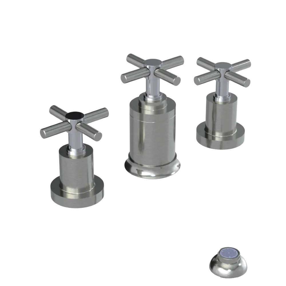 Rubinet Bidet Fitting with Spray, Diverter, and Vacuum Breaker (less drain) Satin Nickel