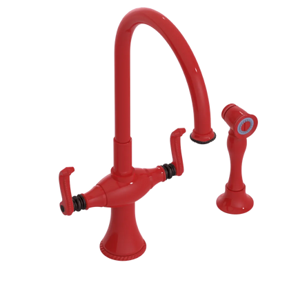 Rubinet Two Handle Single Hole Kitchen Set with Hand Spray Red