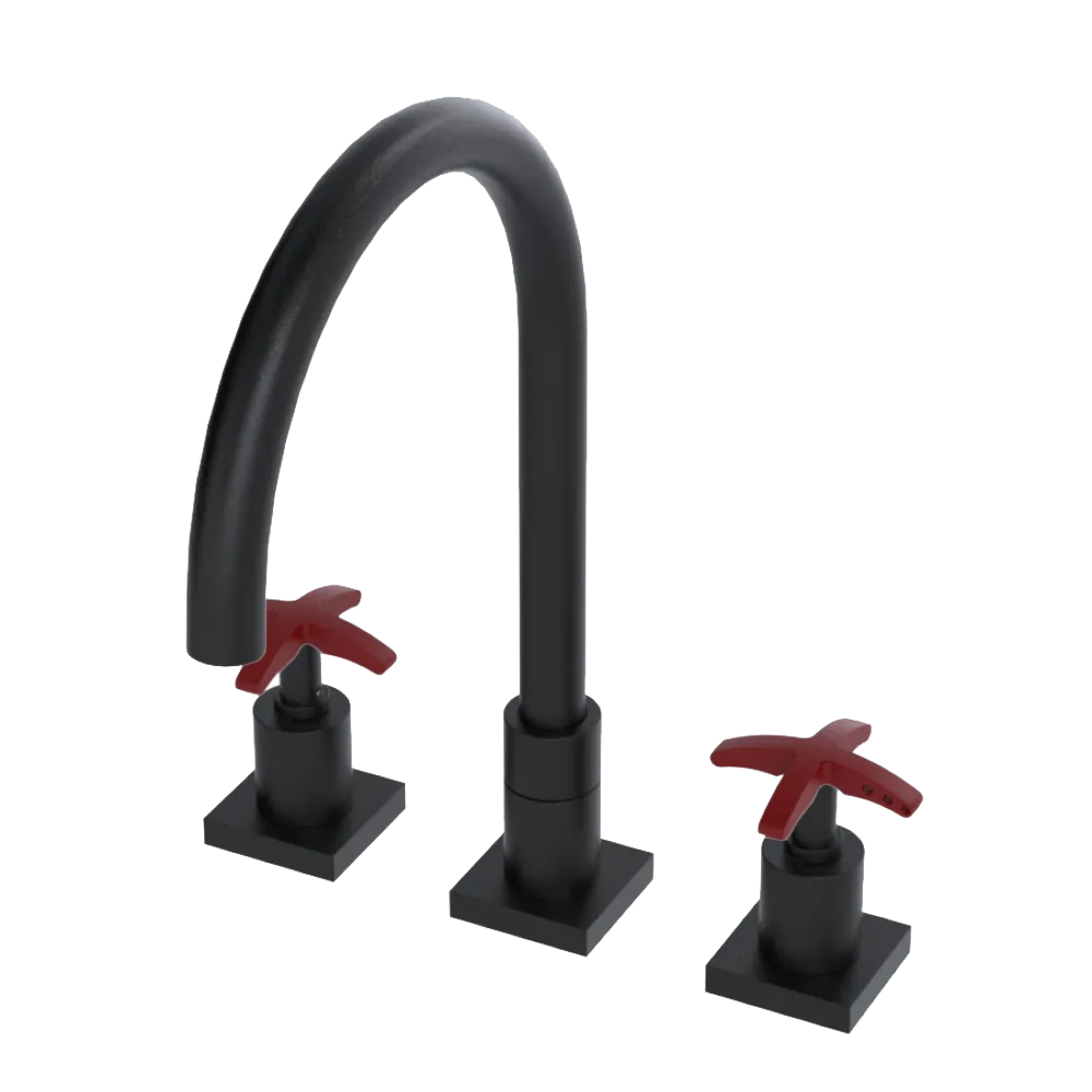 Rubinet Widespread Kitchen Set Matt Black