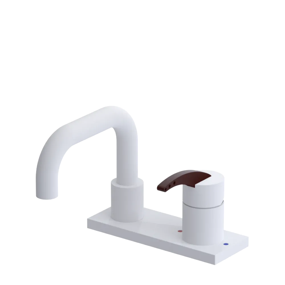 Rubinet 4" Centre Single Control Lav. Set. with Genesis spout (less drain) Matt White