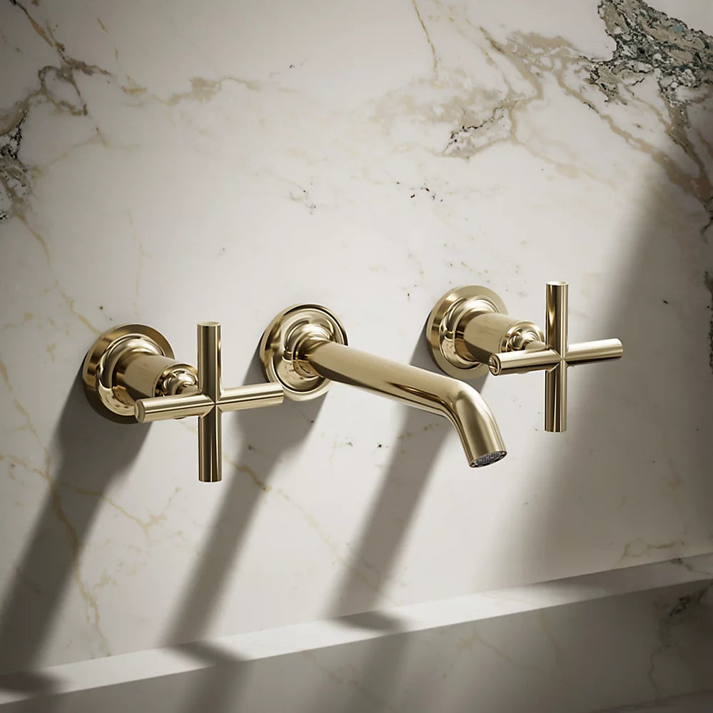 Purist® Wall-mount bathroom sink faucet trim with Cross handles, 1.2 gpm
