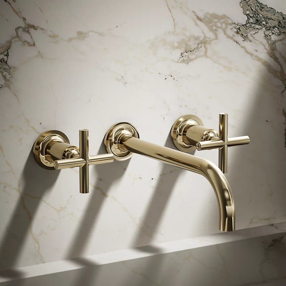 Purist® Wall-mount bathroom sink faucet trim with Cross handles, 1.2 gpm