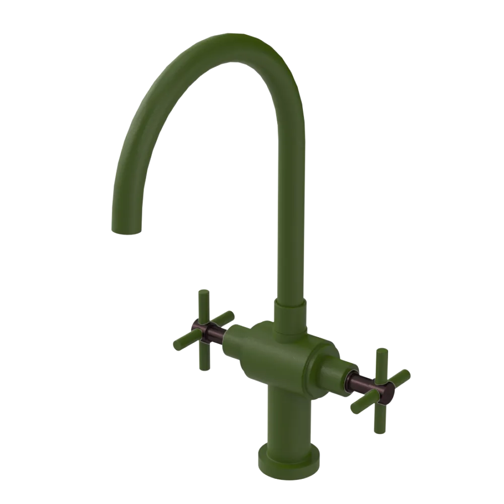 Rubinet Two Handle Single Hole Kitchen Set with LaSalle Spout Green Envy