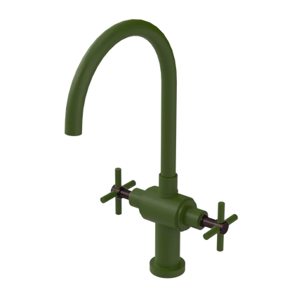 Rubinet Two Handle Single Hole Kitchen Set with LaSalle Spout Green Envy