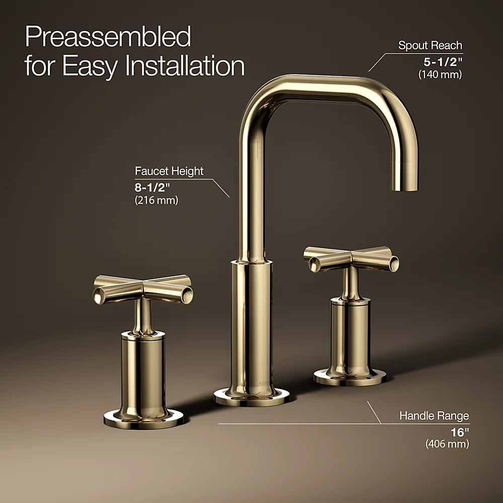 Purist® Widespread bathroom sink faucet with Cross handles, 1.2 gpm