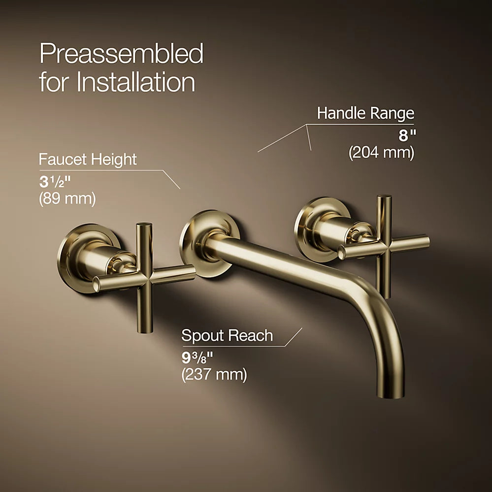 Purist® Wall-mount bathroom sink faucet trim with Cross handles, 1.2 gpm