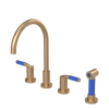 Rubinet Widespread Kitchen Set with Hand Spray Satin Gold