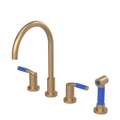 Rubinet Widespread Kitchen Set with Hand Spray Satin Gold