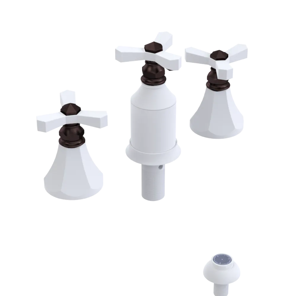 Rubinet Bidet Fitting with Spray, Diverter, and Vacum Breaker (Less Drain) Matt White