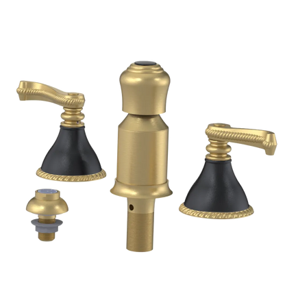Rubinet Bidet Fitting with Spray, Diverter, and Vacum Breaker (Less Drain) Satin Brass