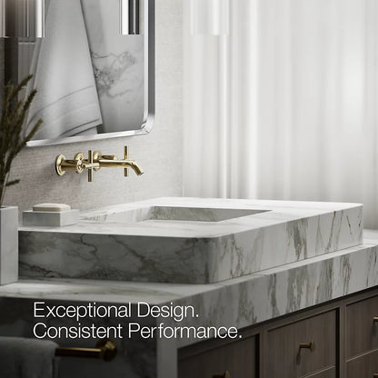 Purist® Wall-mount bathroom sink faucet trim with Cross handles, 1.2 gpm