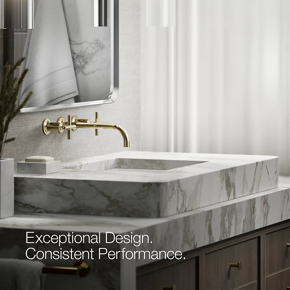 Purist® Wall-mount bathroom sink faucet trim with Cross handles, 1.2 gpm