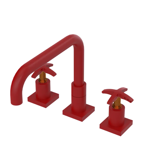 Rubinet Widespread Kitchen Set with Genesis Spout Maroon