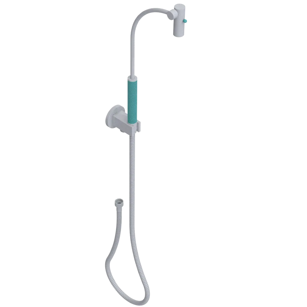 Rubinet Hand Held Shower Bidet with Extended Reach & Dual Function Spray Including Wall Bracket with Supply & Hose (Round) Matt White