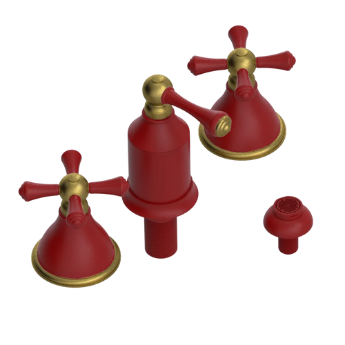 Rubinet Bidet Fitting with Spray, Diverter, and Vacum Breaker (Less Drain) Maroon