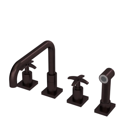 Rubinet Widespread Kitchen Set with Genesis Spout with Hand Spray Oil Rubbed Bronze