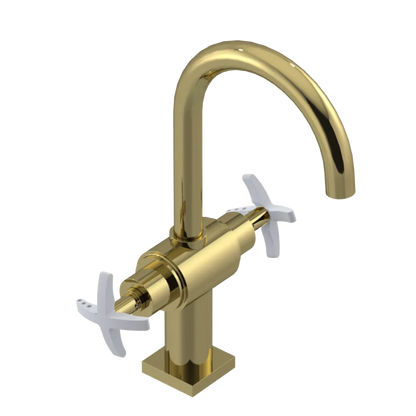 Rubinet Single Hole Dual Handle Lav. Set. (less drain) Bright Brass