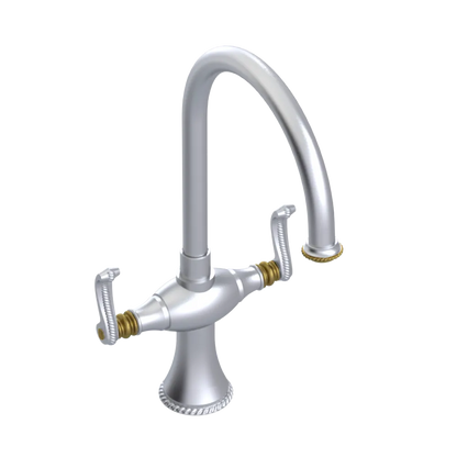Rubinet Two Handle Single Hole Kitchen Set Satin Chrome