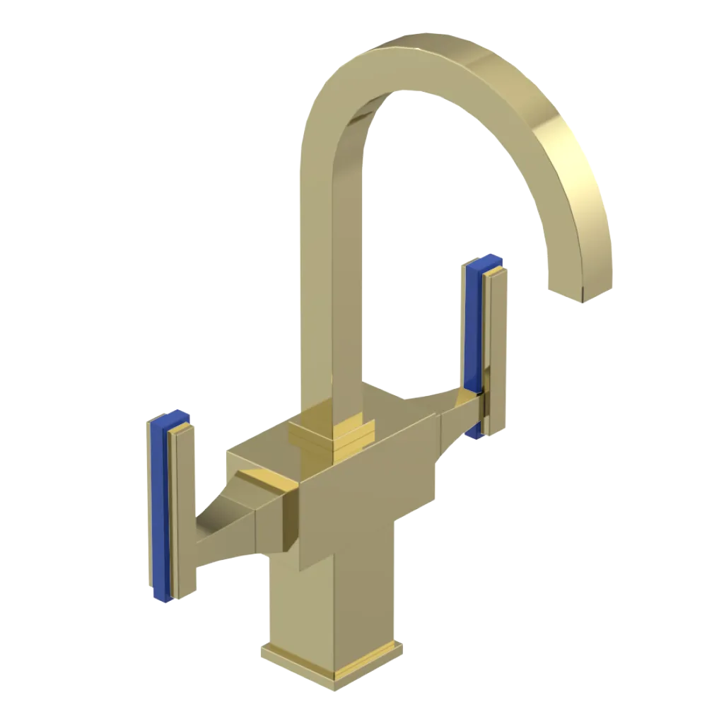 Rubinet Single Hole Dual Handle Lav. Set. (less drain) Gold