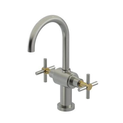 Rubinet Single Hole Dual Handle Lav. Set with LaSalle Spout (less drain) Satin Nickel