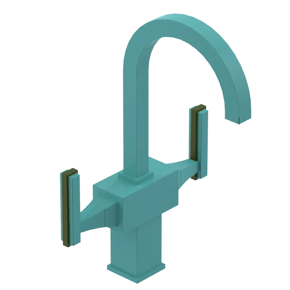 Rubinet Single Hole Dual Handle Lav. Set. (less drain) Aqua