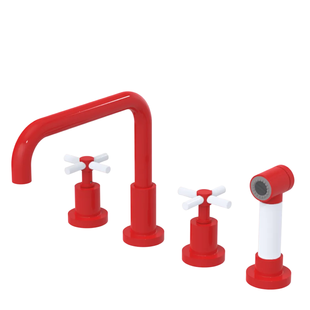 Rubinet Widespread Kitchen Set with Hand Spray Red