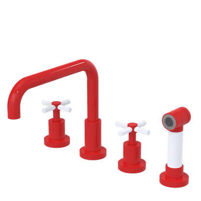 Rubinet Widespread Kitchen Set with Hand Spray Red