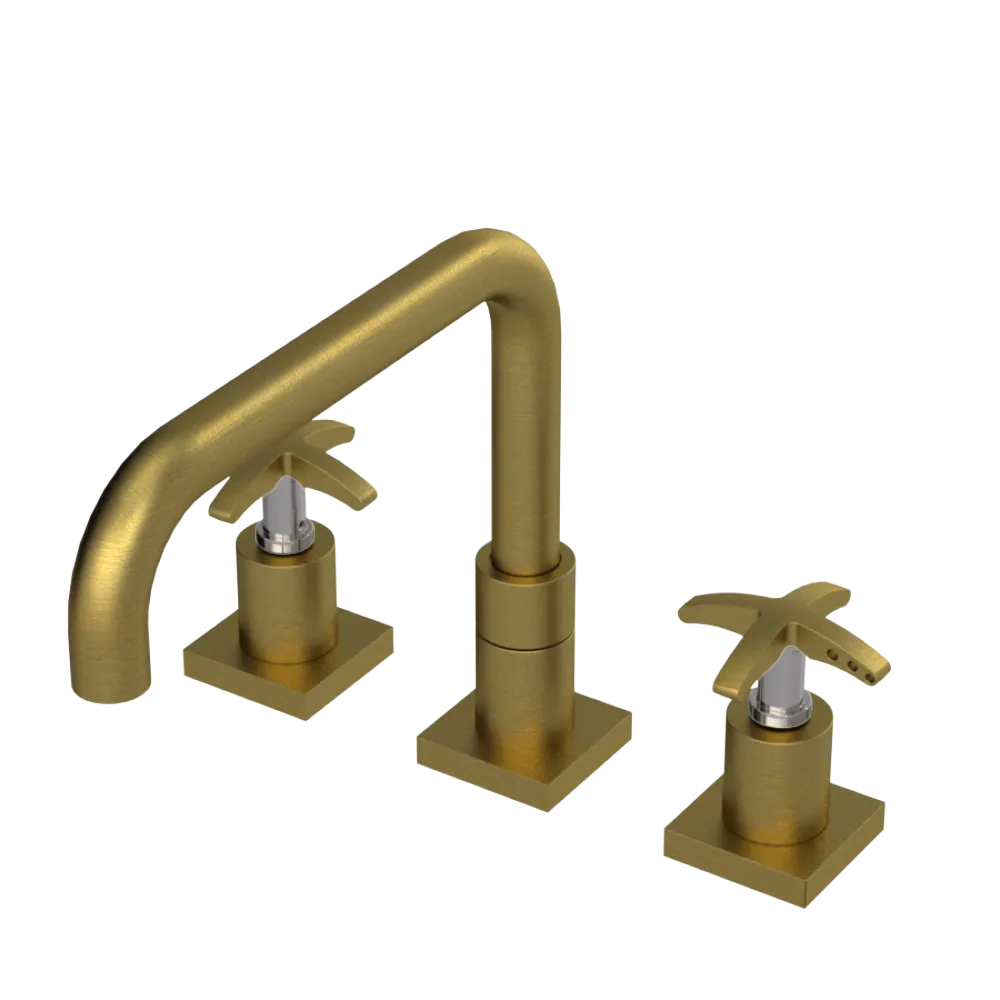 Rubinet Widespread Kitchen Set with Genesis Spout Antique Brass Matt