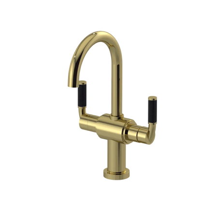 Rubinet Single Hole Dual Handle Lav. Set. (less drain) Natural Brass