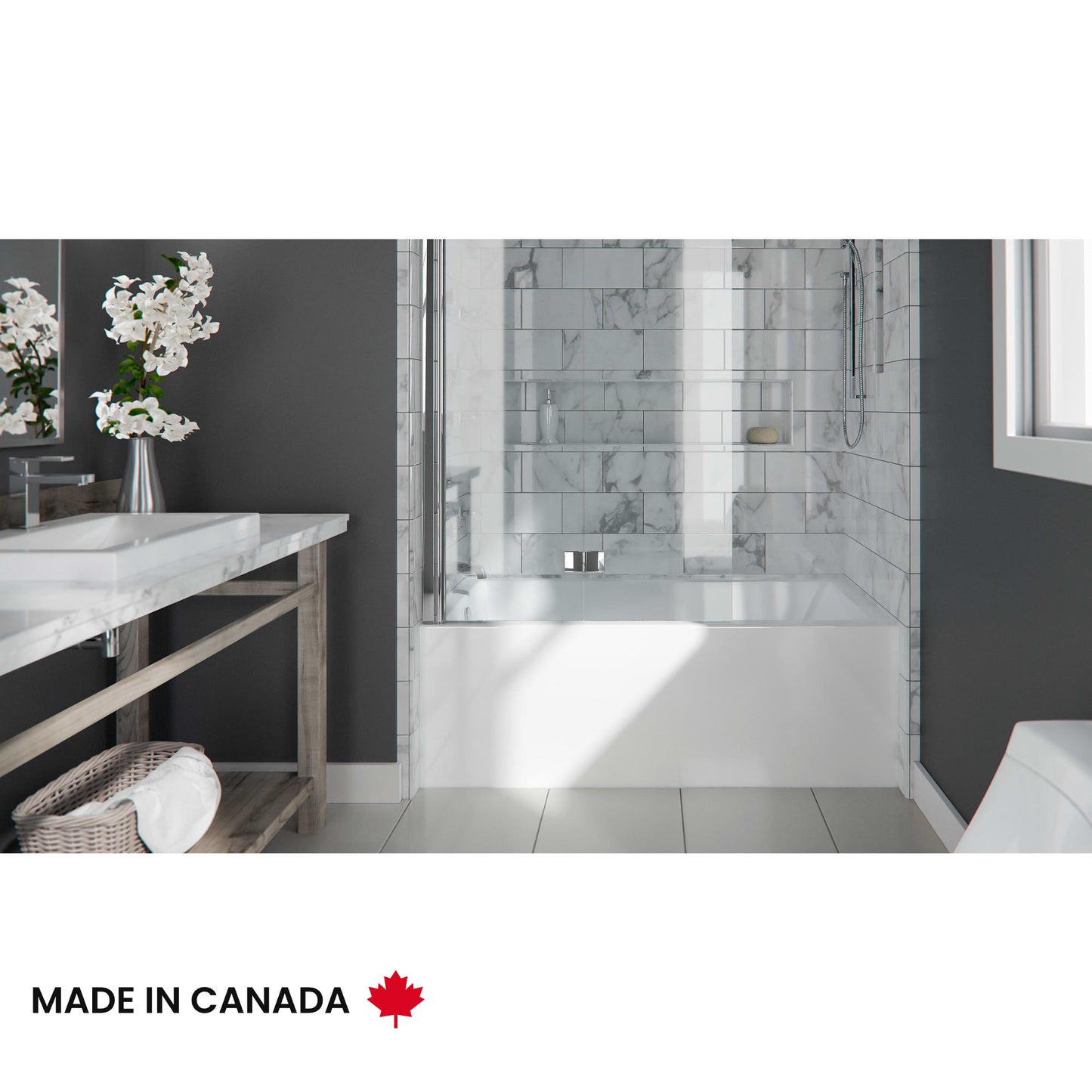 Albana 3060 IFS AFR Acrylic Alcove Left-Hand Drain Bathtub in White
