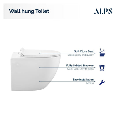 Alps Wall Hung Toilet KW9003 - Complete Set With Duravit Carrier - Golzar Home