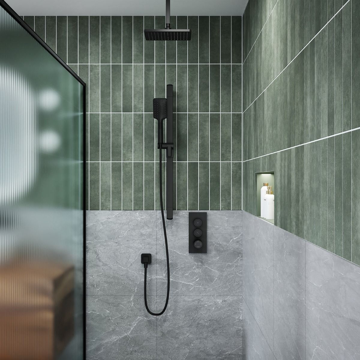 Kalia KAREO TB2 Thermostatic shower systems with push-button - Wall arm – BF2099-160