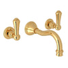 Perrin & Rowe Georgian Era Wall Mount Widespread Bathroom Faucet - Polished Chrome With Metal Lever Handle.3793LS-APC/TO