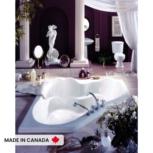 Neptune Ariane 6060 Acrylic Corner Center Drain Bathtub in White
