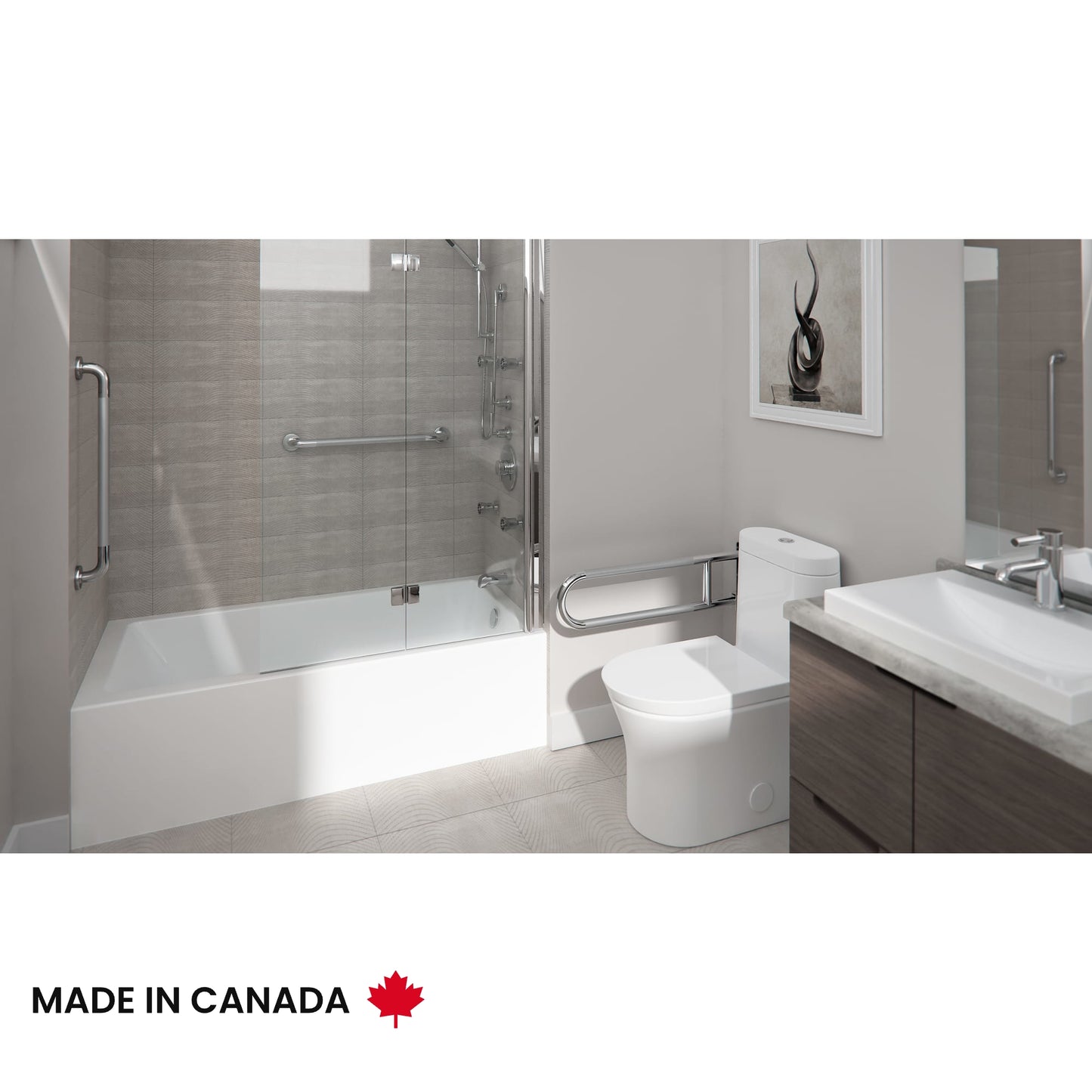 Neptune Astica 3060 IFS AFR ADA Acrylic Alcove Bathtub in White
