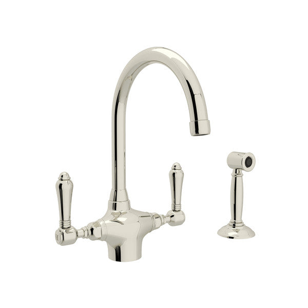 ROHL San Julio Single Hole C-Spout Kitchen Faucet With Sidespray