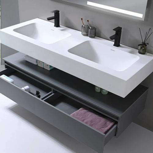 Avenir 59" Wall-Mount Double Sink Bathroom Vanity - Golzar Home