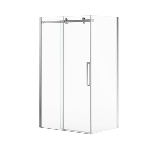 Neptune Axion 48 x 32 x 78 3/4 in. 8mm Sliding Shower Door for Corner Installation with Clear glass in Chrome